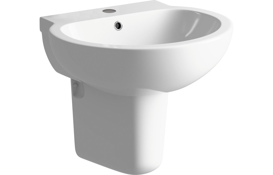 Maple 535x490mm 1TH Basin & Semi Pedestal