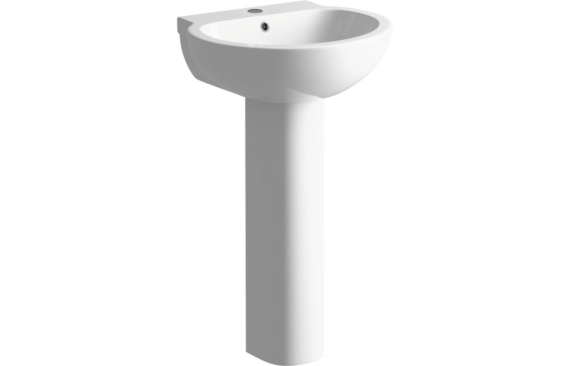 Maple 535x490mm 1TH Basin & Full Pedestal