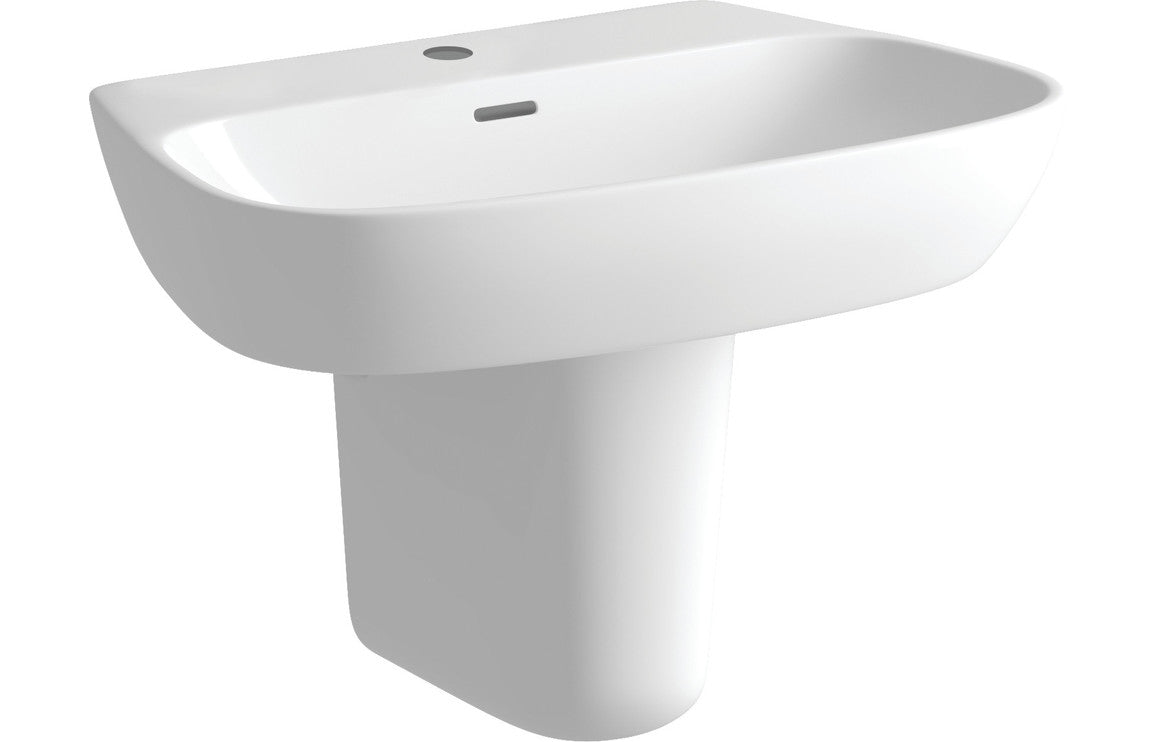 Tamarind 600x400mm 1TH Basin & Semi Pedestal