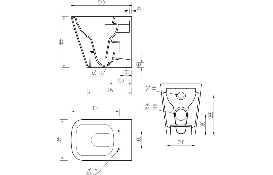 Tamarind Rimless Back To Wall Comfort Height WC & Soft Close Seat