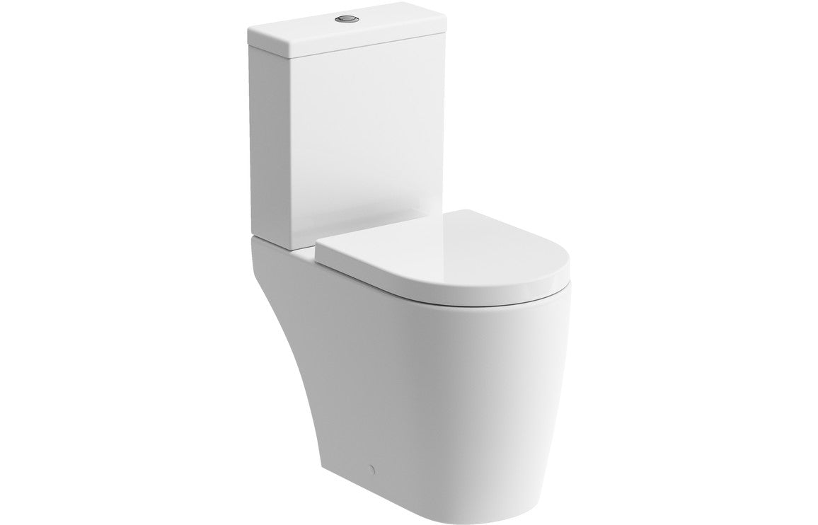 Chestnut Rimless Close Coupled Open Back WC & Soft Close Seat