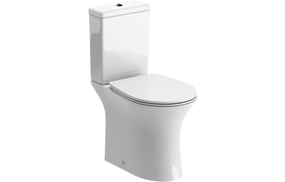 Sago Rimless Close Coupled Open Back WC & Soft Close Seat