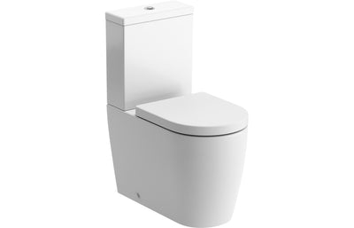 Chestnut Rimless Close Coupled Fully Shrouded Comfort Height WC & Soft Close Seat - DUE IN STOCK 20/03/24