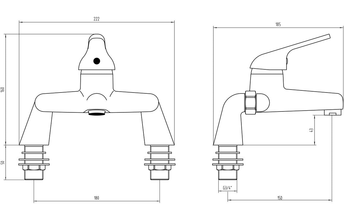 Naburn Bath Filler - Chrome