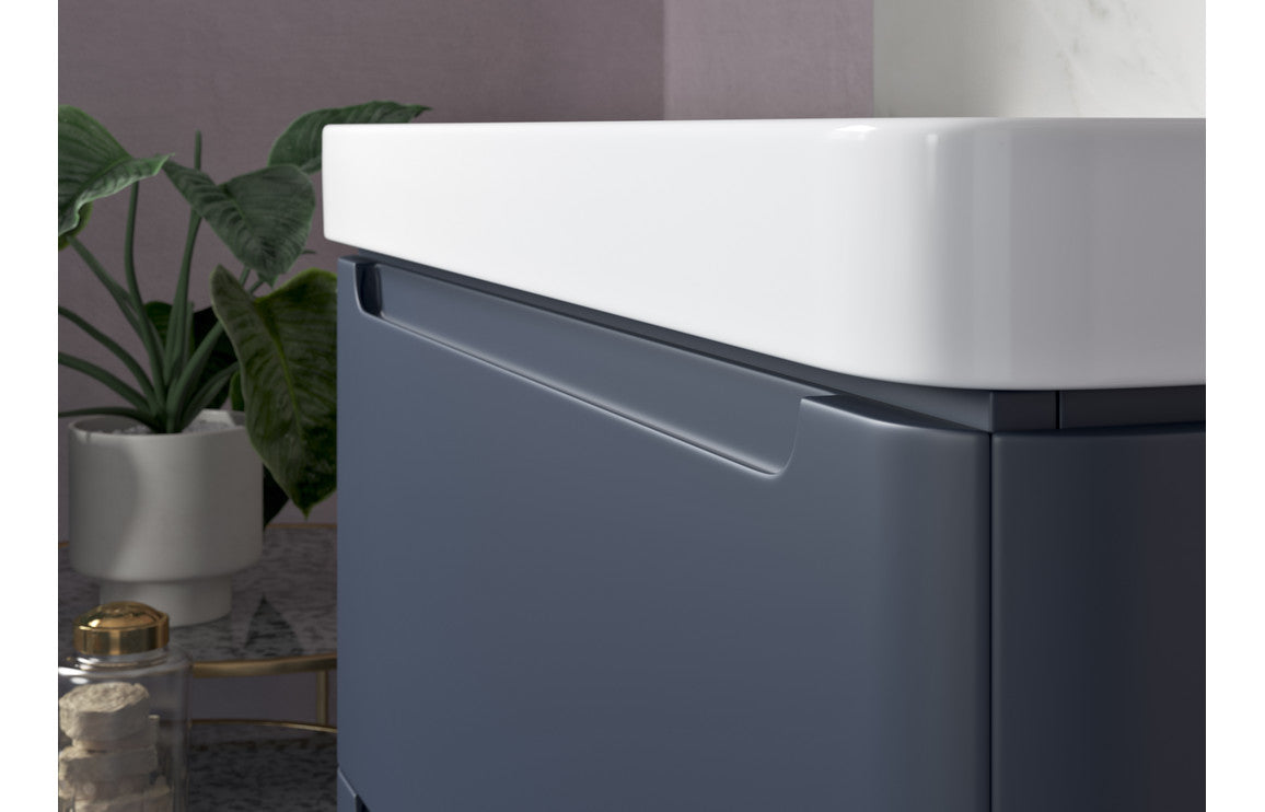 Stamford 500mm 2 Drawer Wall Hung Cloakroom Basin Unit - Matt Indigo