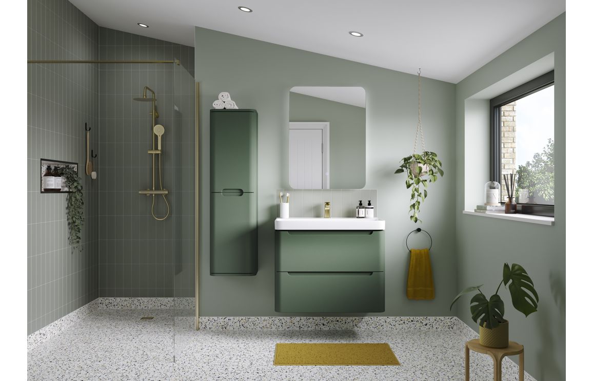 Stamford 500mm 2 Door Floor Standing Cloakroom Basin Unit - Matt Sage Green