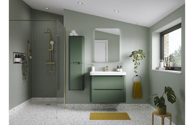 Stamford 500mm 2 Drawer Wall Hung Cloakroom Basin Unit - Matt Sage Green