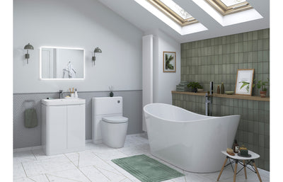 Stamford 500mm 2 Door Floor Standing Cloakroom Basin Unit - White Gloss