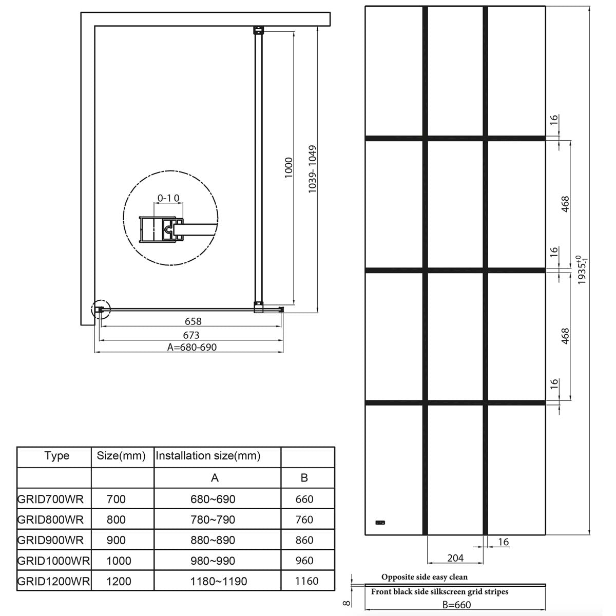 Scudo- S8 Grid Wetroom Panel