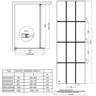 Scudo- S8 Grid Wetroom Panel
