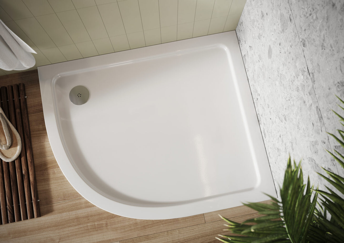 Scudo - Shires Offset Quad Shower Tray LH & Fast Flow Waste