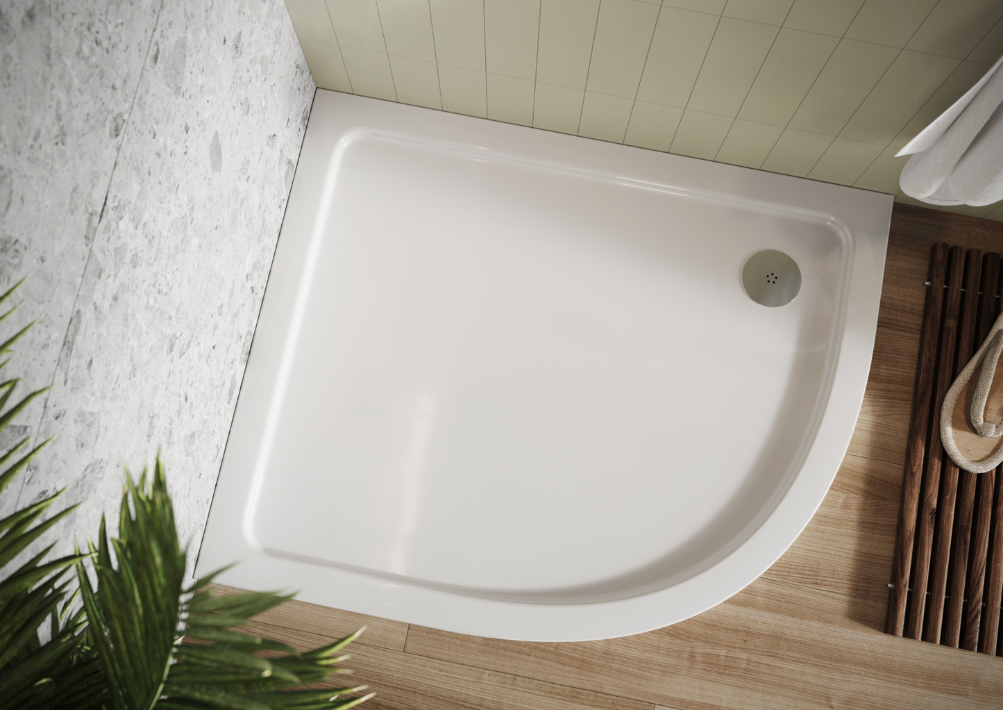Scudo - Shires Offset Quad Shower Tray RH & Fast Flow Waste - Chrome