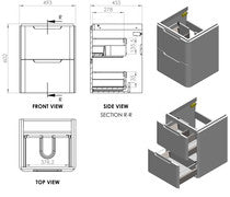 Stamford 500mm 2 Drawer Wall Hung Cloakroom Basin Unit - Matt Sage Green