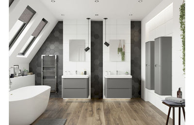 Stamford 500mm 2 Door Floor Standing Cloakroom Basin Unit - Matt Grey