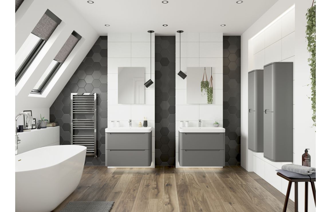 Stamford 500mm 2 Drawer Wall Hung Cloakroom Basin Unit - Matt Grey
