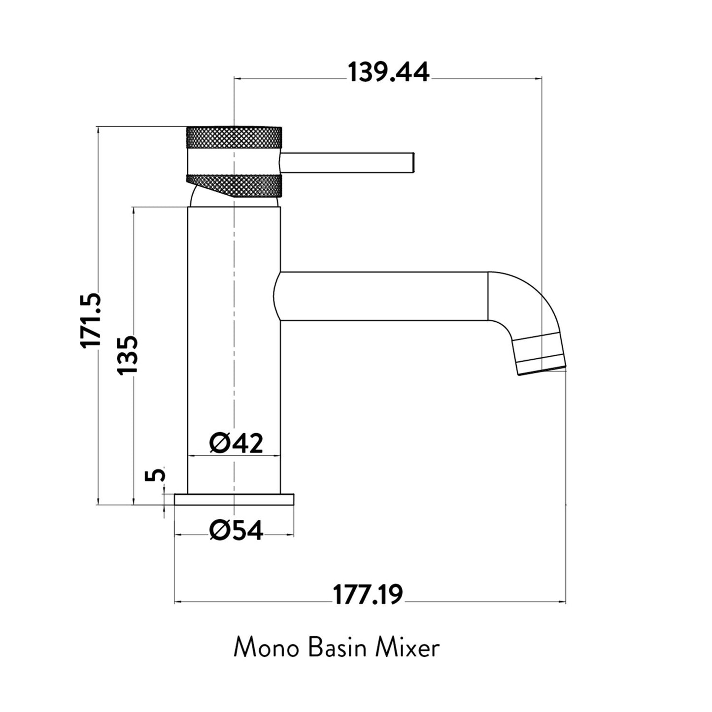 Scudo Core Mono Basin Mixer - Brushed Brass