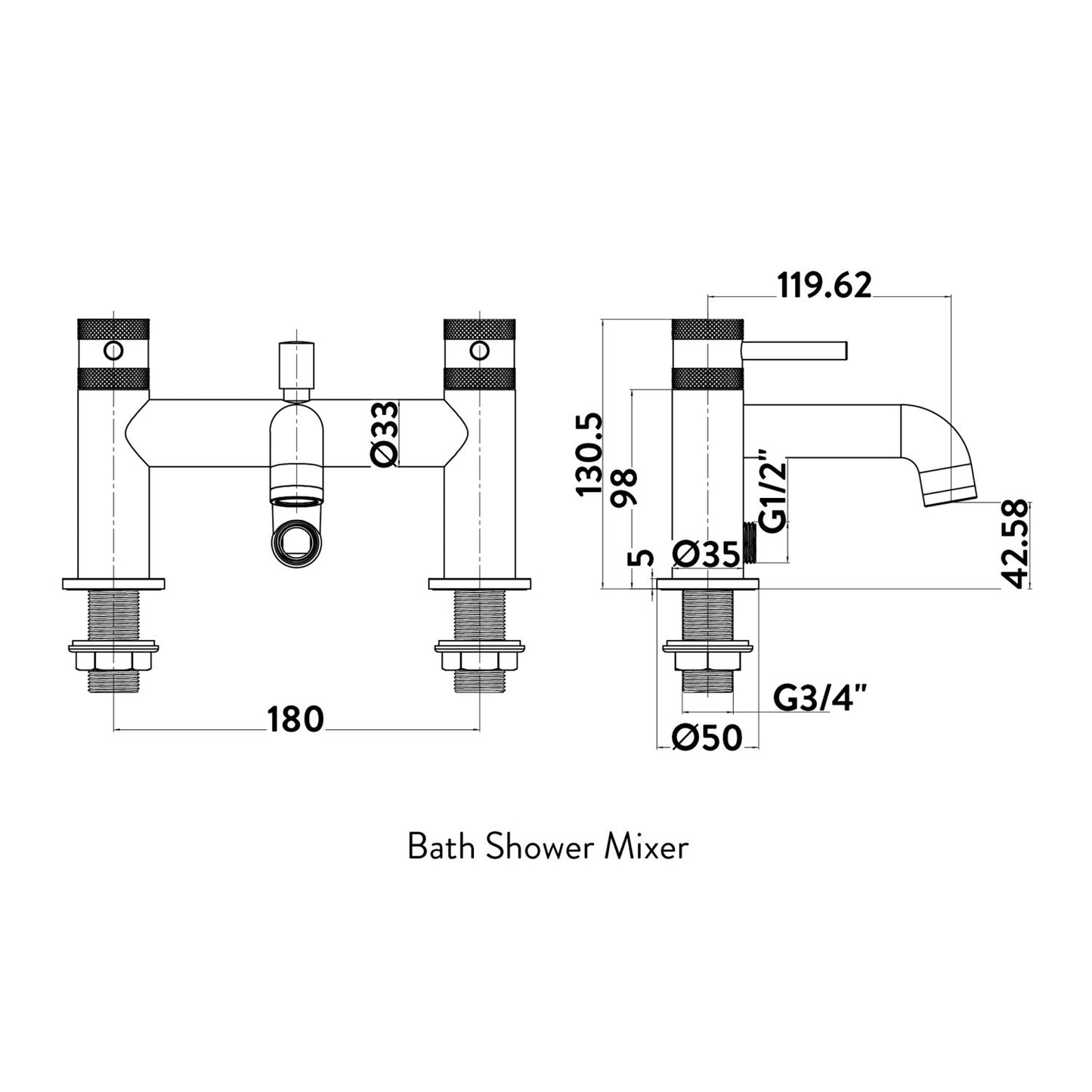 Scudo Core Bath Shower Filler - Brushed Brass