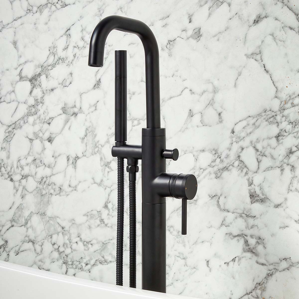 Scudo Core Freestanding Bath Shower Mixer - Matte Black