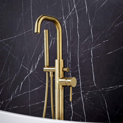 Scudo Core Freestanding Bath Shower Mixer - Brushed Brass