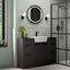 Oxton - Trend, Texture Collection: Freestanding Main Basin Unit & Tall Wall Hung Unit, Matt Black Tap & Circular LED Mirror Furniture Pack - Matt Graphite Grey