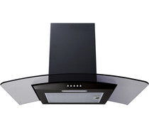 Prima PRCGH013 90cm Curved Glass Chimney Hood - Black