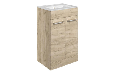 Principle 510mm Floor Standing Unit & Close Coupled WC Pack - Oak