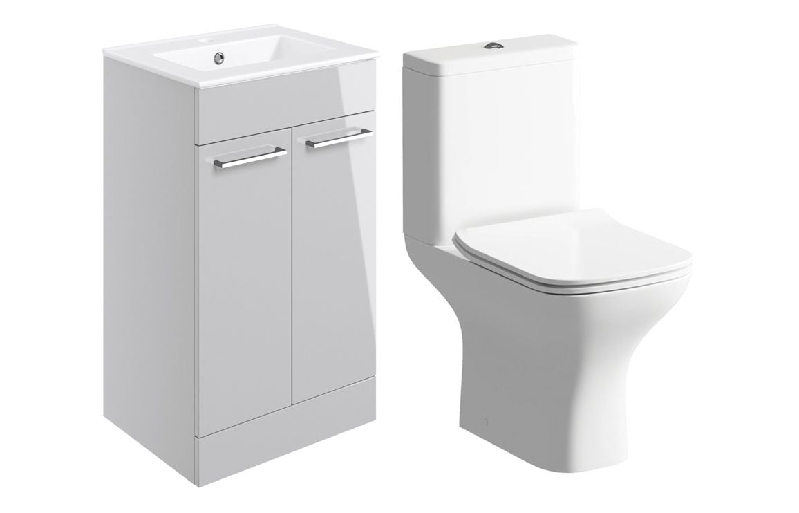 Principle 510mm Floor Standing Unit & Close Coupled WC Pack - Grey Gloss