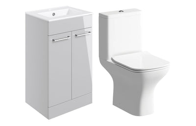 Principle 510mm Floor Standing Unit & Close Coupled WC Pack - Grey Gloss