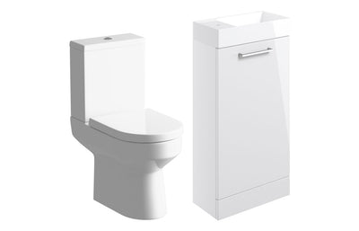 Principle 410mm Floor Standing Basin Unit & Close Coupled Toilet Pack