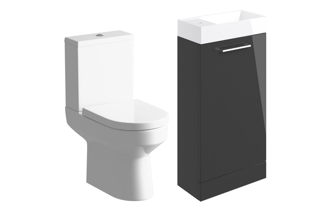 Principle 410mm Floor Standing Basin Unit & Close Coupled Toilet Pack