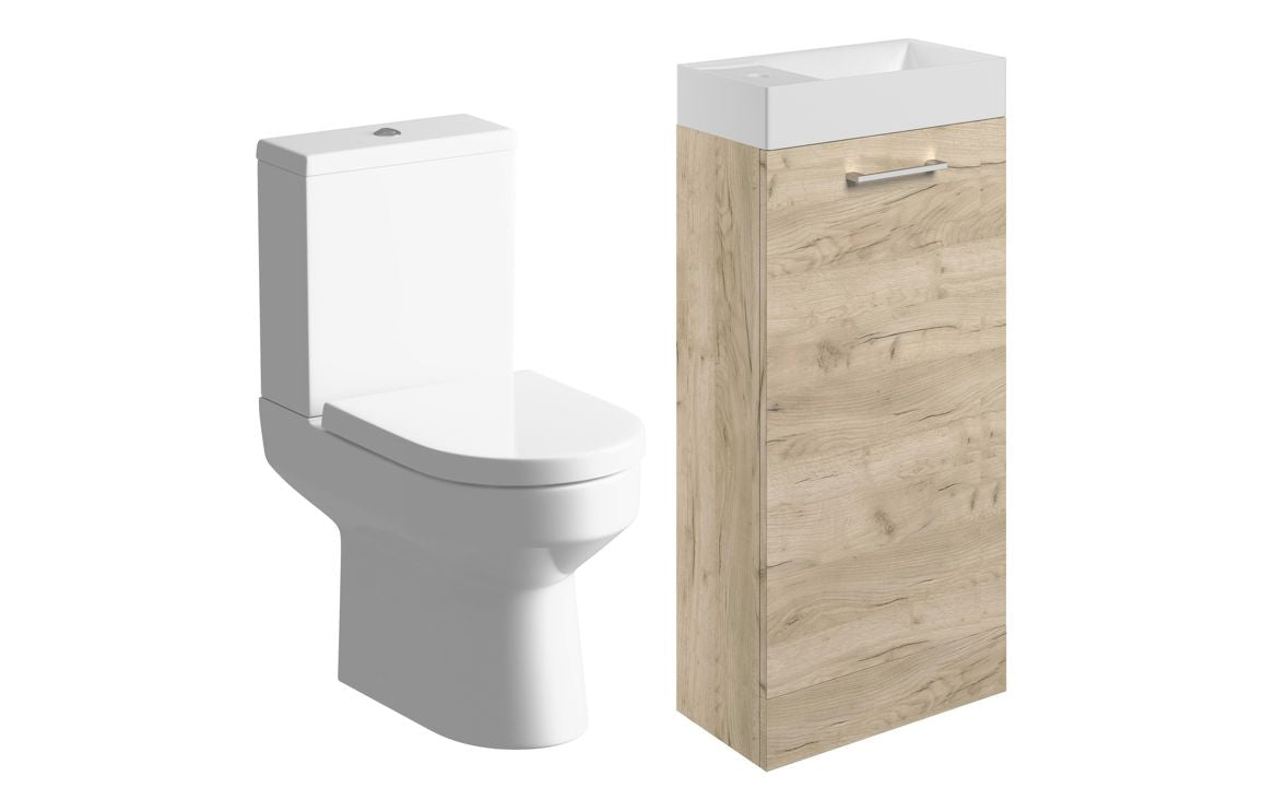 Principle 410mm Floor Standing Basin Unit & Close Coupled Toilet Pack
