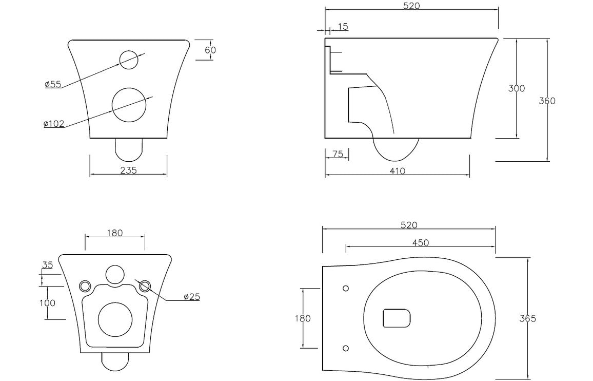 Sago Rimless Wall Hung WC & Soft Close Seat