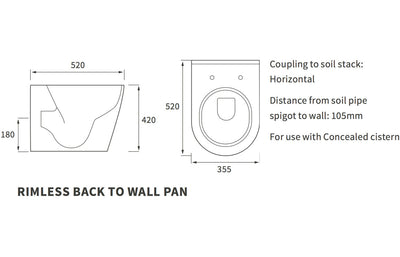 Chestnut Rimless Back To Wall WC & Soft Close Seat