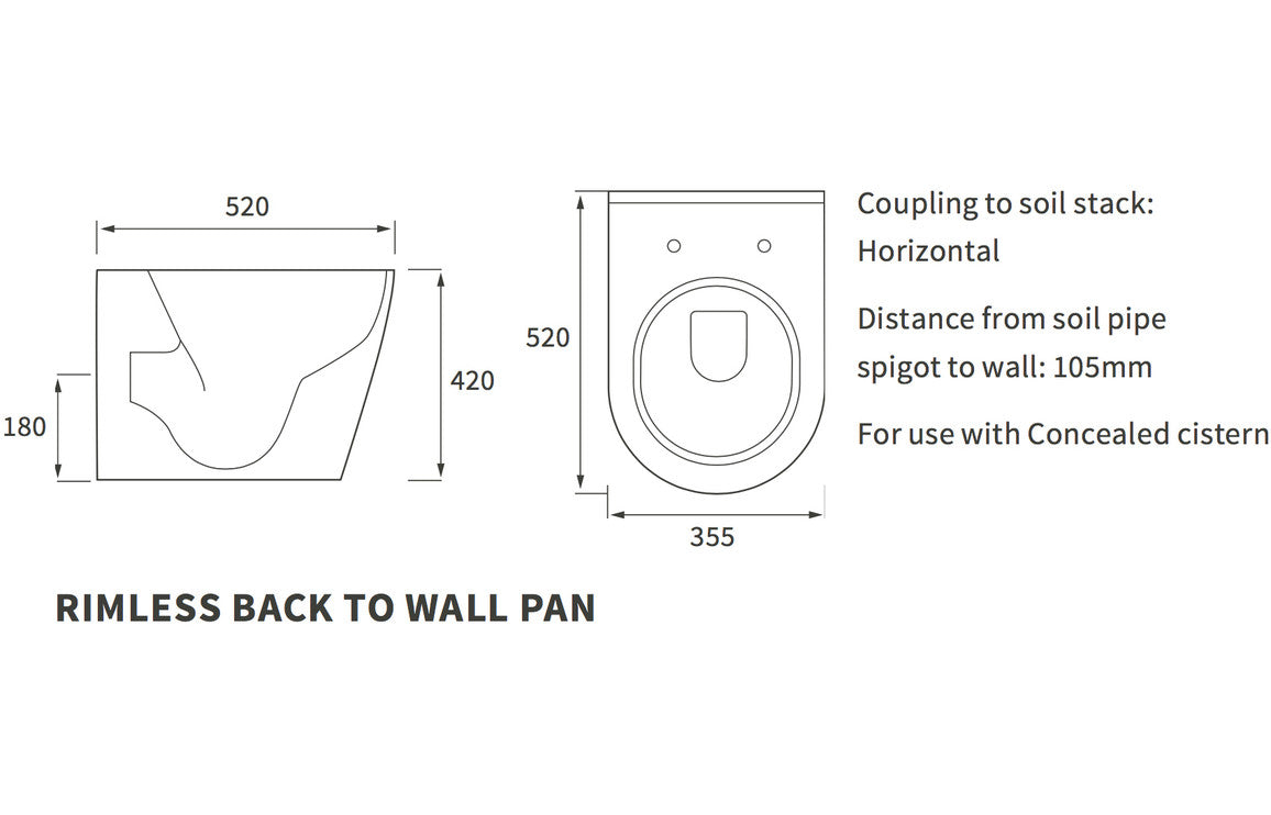 Chestnut Rimless Back To Wall WC & Soft Close Seat