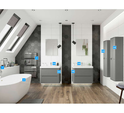 Stamfords Matt Grey & Chrome Freestanding Units, Mirror, Freestanding Bath & Radiator - Full Suite Pack