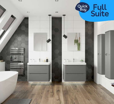 Stamfords Matt Grey & Chrome Freestanding Units, Mirror, Freestanding Bath & Radiator - Full Suite Pack